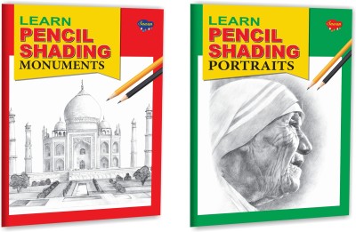 Set Of 2 Pencil Activity Books, Learn Pencil Shading Portraits And Learn Pencil Shading Monuments(Paperback, Manoj Publications Editorial Board)