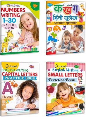 O-Level Numbers Writing 1–30, Hindi Sulekh Ka Kha Ga, Capital and Small Letters book for kids : Writing book for kids, Letter learning book, Children learning book, Writing practice book for kids | Pack of 4 learning practice books(Paperback, SAWAN)