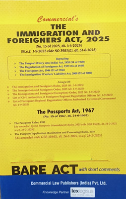 Immigration And Foreigners Act,2025 Alongwith Rules,Orders And Passport Act(Paperback, Editorial Board of Commercial Law Publishers)