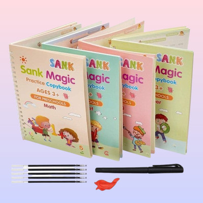 Sank Brand Magic Study Handwriting Book Counting Practice Guide For Kids With Pen(Spiral, india)