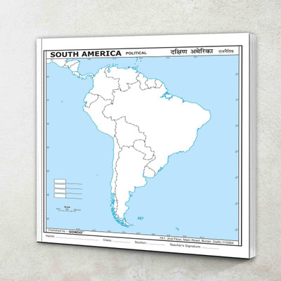 SMALL - 100 SOUTH AMERICA POLITICAL OUTLINE MAP FOR SCHOOL|South America Political Map For School(Paperback, GOWOO)