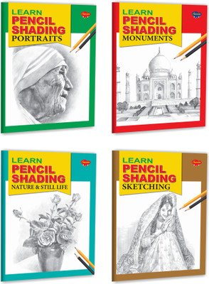 Sawan Present Set Of 4 Pencil Shading Books | Learn Pencil Shading Portraits, Monuments, Nature And Still Life Sketching(Pin Binding, Manoj Publications Editorial Board)