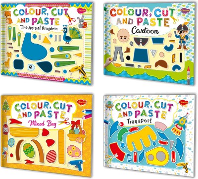 Complet Set Of Colour, Cut And Paste Book | Pack Of 4 Books(Paperback, Sawan)