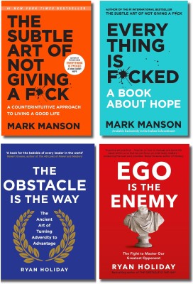 Self Help Books Collection, The Subtle Art Of Not Giving A F*ck, Everything Is F*cked, The Obstacle Is The Way, Ego Is The Enemy, Mark Manson, Ryan Holiday, Paperback, English(Paperback, Mark Manson, Ryan Holiday)