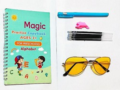 Arni Magic Book For Kids Calligraphy Practice Copy Self Deleting Text Book Practice Hand Writing And Pen Using Skills Reusable Writing Text Book (For Kids Age 3+) + Yellow Sunglass (Set Of 2)(Paperback, Arnika) Arni Magic Book For Kids Calligraphy Practice Copy Self Deleting Text Book Practice Hand Writing And Pen Using Skills Reusable Writing Text Book (For Kids Age 3+) + Yellow Sunglass (Set Of 2)(Paperback, Arnika)