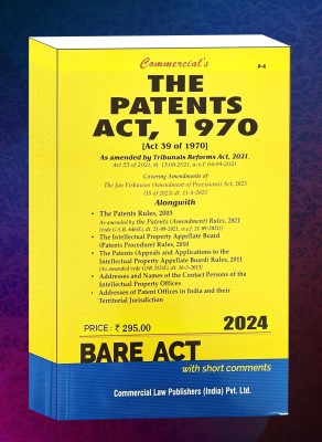 The Patents Act 1970 Edition 2024(Paperback, COMMERCIAL LAW PUBLISHER)