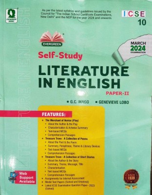 Evergreen Icse Self Study LITERATURE IN ENGLISH - Class 10 (INCLUDING MERHANT OF VENICE, TREASURE TROVE) (For 2024 Exams)(Paperback, GENEVIEVE LOBO)