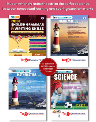 Class 10 CBSE Maths (Vol 1 & 2) , Science And English Grammar Notes | HOTS, NCERT Exemplar, Textual And Intext Questions With Solutions | Chapterwise Previous Years Solved Questions And Grammar Exercises | Based On New Paper Pattern | 4 Books(Paperback, Target Publications)