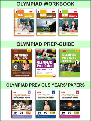 MTG Class-8 (Mathematics, Science & English) IMO-NSO-IEO Olympiad Workbook, Prep-Guide & Previous Years Papers (PYQs) With Mock Test Paper - SOF Olympiad Books For 2024-25 Exam (Set Of 9 Books)(Paperback, MTG Editorial Board)