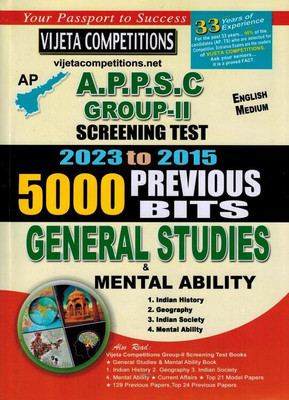 APPSC Group II Screening Test 5000 Previous Bits ( 2015 To 2023 ) General Studies And Mental Ability [ ENGLISH MEDIUM ](Paperback, Vijeta Competition Editorial Board)