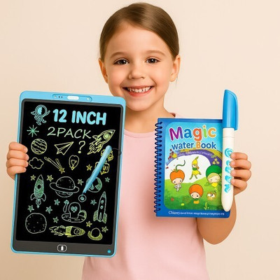 2PCS- Water Magic Coloring Books With Refillable Pens, LCD Writing Tablet For Kids(Kids Help, KIDS)