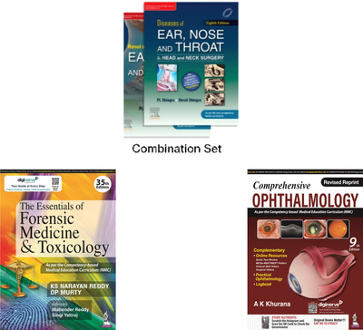 MBBS 3RD YEAR BOOK SET= Comprehensive Ophthalmology With Ophthalmology Logbook Plus Practical Ophthalmology + Diseases Of Ear, Nose & Throat And Head & Neck Surgery, 8e & Manual Of Clinical Cases In Ear, Nose And Throat, 2e + The Essentials Of Forensic Medicine & Toxicology [set Of 3 Books](Paperbac