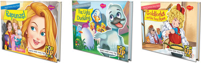 Set Of 3 POP UP Books World Famous Fairy Tales | Rapunzel, The Ugly Duckling And Goldilocks & The Three Bears| Mythical Tales And Enchanted Stories: A Trilogy(Hardcover, SAWAN)