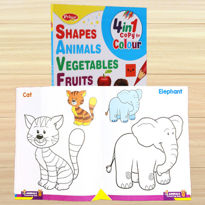 Copy To Colour: Shapes, Animals, Vegetables & Fruits Colouring Book For Kids (64 Pages) | Fun Early Learning | Age 3+(Paperback, Kamal Book)