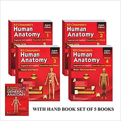 B D Chaurasia's Human Anatomy 4 Volume Set ( Vol.1 To Vol 4) With Handbook Of General Anatomy (Set Of 5 Books) Paperback – 1 January 2019(Paperback, B D Chaurasia)