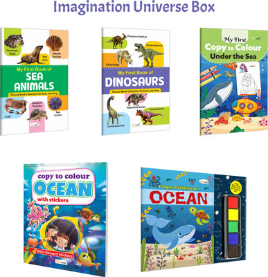 My First Book Of: Dinosaurs, Sea Animals And More :- Ocean & Dinosaur Fun, Kids Copy To Colour, Creative Sea Adventure, Storytime Activity Set | Combo Of 5 Books(Paperback, GOWOO)