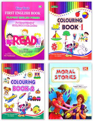 Combo 4 Book My First English Book, Colouring Book-1, 2 & Moral Stories(Paperback, Pratap Kumar Mati)