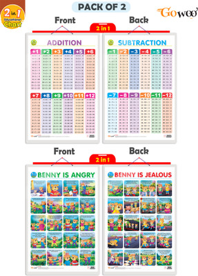 GO WOO Packof2|2IN 1ADDITION&SUBTRACTION&2 IN 1 BENNY IS ANGRY&BENNY IS JEALOUSCharts(Grey)
