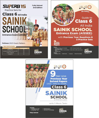 Combo (Set Of 3 Books) Study Package For Class 6 All India SAINIK School Entrance Exam (AISSEE - Set Of 3 Books) - Guide + Previous Year Solved Papers + Practice Sets - 3rd Edition(Paperback, Disha Experts) Combo (Set Of 3 Books) Study Package For Class 6 All India SAINIK School Entrance Exam (AISSEE - Set Of 3 Books) - Guide + Previous Year Solved Papers + Practice Sets - 3rd Edition(Paperback, Disha Experts)