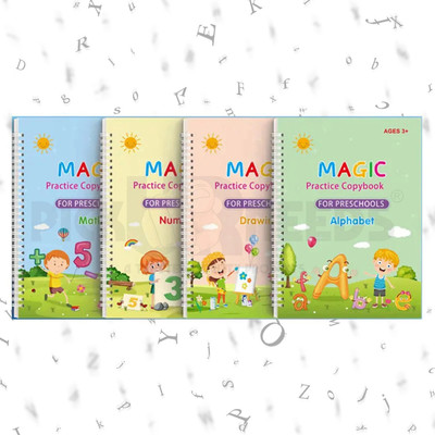 Practice Copybook, Number Tracing Book For Preschoolers With Pen, Magic Calligraphy Copybook Set Practical Reusable Writing Tool Simple Hand Lettering(Hardcover, Pick Ur Needs)