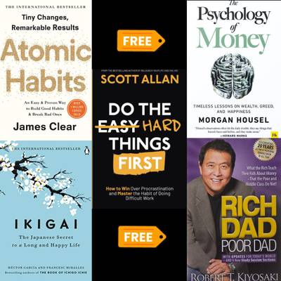 Atomic Habits, The Psychology Of Money, Ikigai, Rich Dad Poor Dad, (Do ...