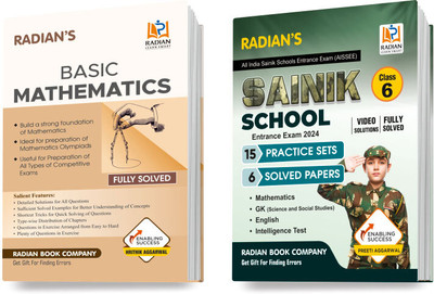 Combo Of Basic Maths And Sainik School Practice Set Class 6 Book 2024 For Entrance Exam (AISSEE) (Set Of 2 Books, English Medium)(Paperback, Radian Book Company)