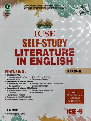 Evergreen Icse Self Study Literature In English - Paper 2 - Class 9 (Including Julius Caeser, Treasure Chest (For 2024 Exams)(Paperback, GENEVIEVE LOBO)