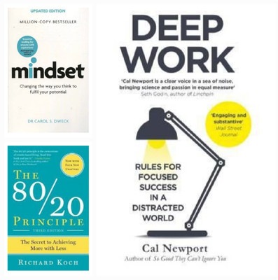 Mindset,The 80/20 Principle, Deep Work, Combo_set Of 3 Book(Paperback, Self help)