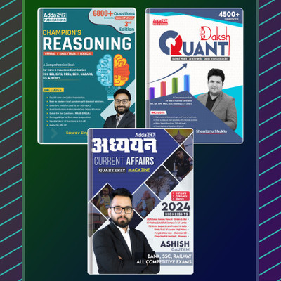 Set Of 3 Books Champion Reasoning Book 3.0 & Quantitative Aptitude By Shantanu Shukla |Daksh Math & Current Affairs Quarterly (January|February|March) For RBI|SBI|IBPS|RRB|SSC & Competitive Exams (English Printed Edition)By Adda247(Paperback, Saurav Singh & Shantanu Shukla & Ashish Gautam)