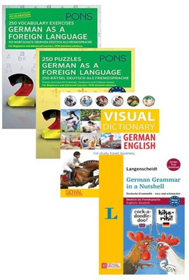 250 Vocabulary Exercise+250 Puzzles+Visual Dictionary German English+German Grammar In A Nutshell (Set Of 4 Book)(Paperback, Hugues Denisot)