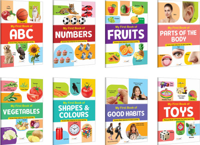 My First Book Of ABC, Numbers, Fruits, Parts Of The Body And More :- Interactive Book For Kids, Knowledgeable Book For Toddlers, Early Learning Book | Combo Of 8 Books(Paperback, GOWOO)