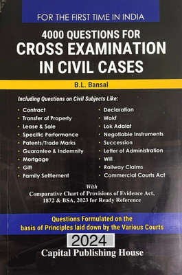 2022 Edition 4000 Questions For Cross Examination In Civil Cases(Hardbound, B.L. Bansal)