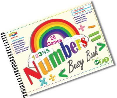 OMNY Numbers Busy Book, Kindergarten Maths Activity Binder, Covers 20 Topics Of LKG And UKG Number Skills For Children Age 2 To 5 Years, Stick And Unstick, Laminated Book, Child Safe Cutouts, Tear|Water Proof, Daily Fun Play Learning(Spiral, OMNY)