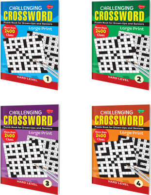 Challenging Crossword-1, 2, 3, 4 – Hard Level :- Educational Crossword Activity Book, Knowledge-Based Puzzle Book, Brain Development Crossword | Set Of 4 Puzzle(Paperback, SAWAN)