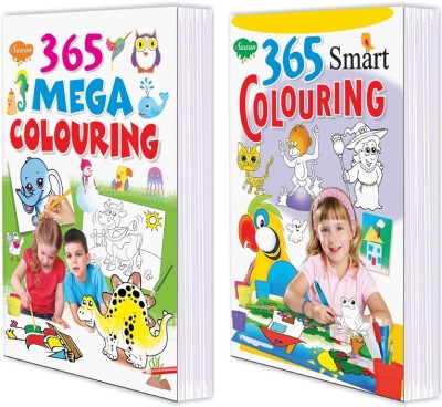 Sawan Present Set Of 2 Colouring Book | 365 Smart Colouring And 365 Mega Colouring(Perfect Binding, Manoj Publications Editorial Board)