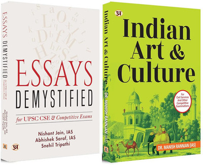Demystified Essays For UPSC CSE & Competitive Exams By (IAS Nishant Jain, IAS Abhishek Saraf, Snehil Tripathi) + Indian Art & Culture By (Dr. Manish Rannjan IAS)- Books In English(Paperback, IAS Nishant Jain, IAS Abhishek Saraf, Snehil Tripathi + Dr. Manish Rannjan (IAS)) Demystified Essays For UPSC CSE & Competitive Exams By (IAS Nishant Jain, IAS Abhishek Saraf, Snehil Tripathi) + Indian Art & Culture By (Dr. Manish Rannjan IAS)- Books In English(Paperback, IAS Nishant Jain, IAS Abhishek Saraf, Snehil Tripathi + Dr. Manish Rannjan (IAS))