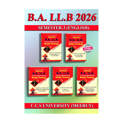 MANSHI B.A, LL.B. SEMESTER-3 General English – III (Communication Skills) BL-3001, LAW AND MEDIA-1 BL-3002, Political Science – III (Public Administration) BL-3003, Contract - I (General Principles Of Contract) BL-3004, Indian Legal And Constitutional History BL-3005 EDITION 2026 ENGLISH(Paperback, 