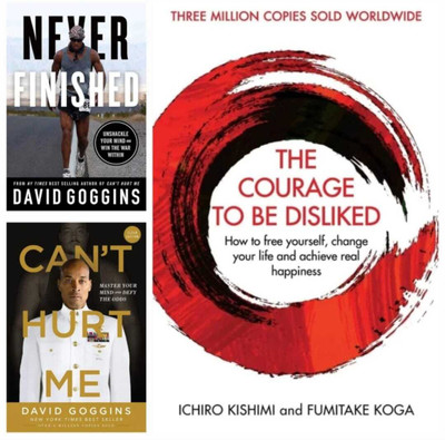 Never Finished. Can't Hurt Me. The Courage To Be Disliked. Combo Set Of 3 Books (Paperback, Self Help)(Paperback, SELF HELP)