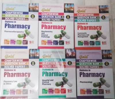 DIPLOMA IN PHARMACY (D.PHARMA) 2nd YEAR CHAPTERWISE QUESTION BANK AND SOLVED PAPERS.(COMPLETE SET OF 6 BOOKS)BY GOLD BOOKS (INDIA).STRICTLY AS PER PCI SYLLABUS New Edition 2023(Paperback, Gold Books India)