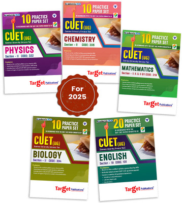 Cuet Book 2025 Physics, Chemistry, Maths, Biology & English (PCMB+E) 60 Practice Test Papers - Based On Latest Exam Pattern | Set Of 5(Paperback, Target Publications)