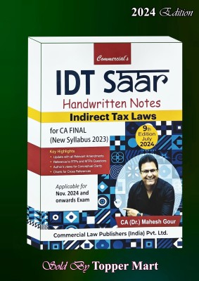 Idt Saar Handwritten Notes (Indirect Tax Law) Edition July 2024(Paperback, CA MAHESH GAUR)