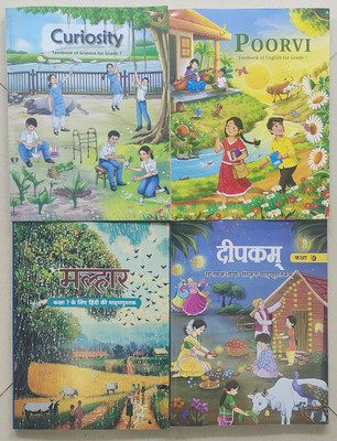 NCERT Textbook Of Hindi, English, Science & Sanskrit ( Curiosity,Poorvi, Malhaar And Deepakam) For Class 7 Pack Of 4 Books New Edition 2025(Softcover, Ncert)