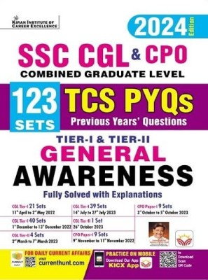 SSC CGL & CPO General Awareness Tier 1 & Tier 2 TCS PYQs 123 Sets Solved Papers (English Medium)(4999)(Paperback, Kiran)