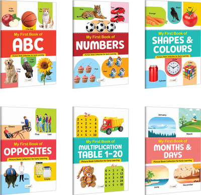 My First Book Of ABC, Numbers, Shapes & Colours And More :- Toddler Educational Book, Kids First Learning Book, Early Learning Book For Childrens | Combo Of 6 Books(Paperback, GOWOO)