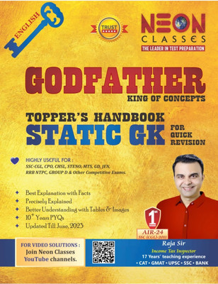 Neon Classes Static Gk Godfather King Of Concepts Toppers Handbook Static Gk For Quick Revision | English Medium | Latest Edition(Paperback, Raja Sir)