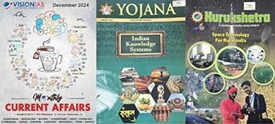 Vision IAS Current Affairs English December 2024 Photocopy B/W And Yojana Kurukshetra English January 2025 Originally Published Colored Edition(SPIRAL, VISION IAS)