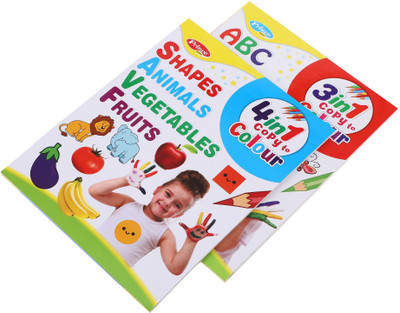 Set Of 2 Three In One And Four In One Copy To Colouring Books For Children(Paperback, BMOS (Book Market Online Store))