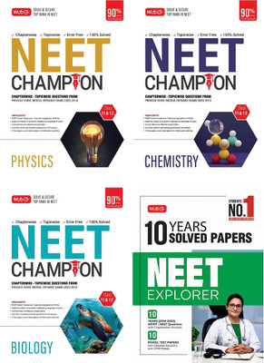 MTG NEET Champion Physics, Chemistry, Biology For 2024 Exam NCERT Based Chapterwise Topicwise Questions Papers + MTG 10 Years Solved Papers Neet Explorer (Set Of 4 Books) Product Bundle – 8 June 2023(Paperback, by MTG Editorial Board (Author))