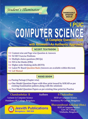 Jeevith 1st PUC - Computer Science - Student's Illuminator|A Complete Question Bank With Answers -An Authentic Approach| Thoroughly Updated For 2025-26|(Paperback, Chandrashekhar R, S Chakradhar, Bhuvaneshwari A)