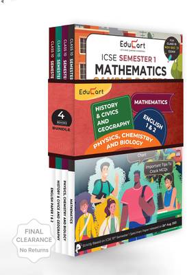 Educart ICSE Semester 1 MCQ Sample Papers Books Main Subjects Bundle Class 10 - English 1 & 2, Maths, Physics, Chemistry, Biology, History & Civics And Geography For 2021-22 (T S Sudhir)  (Paperback, Educart)